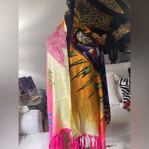 Ed Hardy fringed shawl scarf
